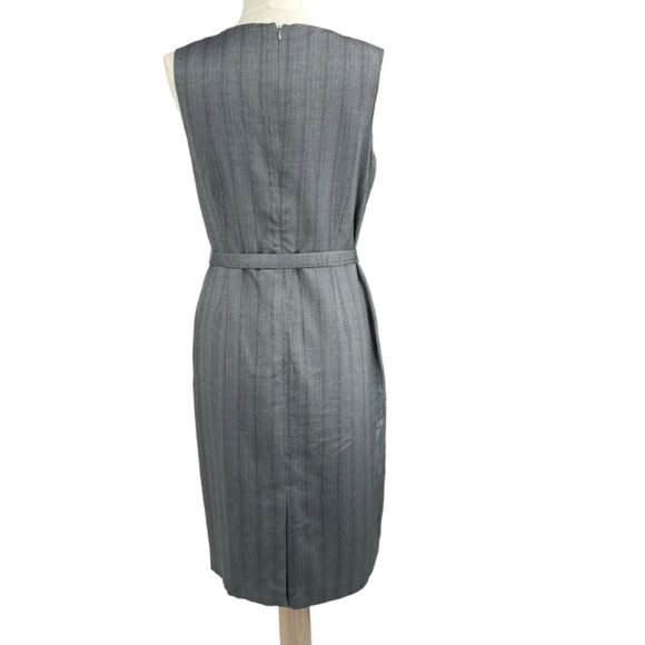 Due per Due dress sz 12 gray sleeveless belted casual business striped womens - Picture 2 of 8